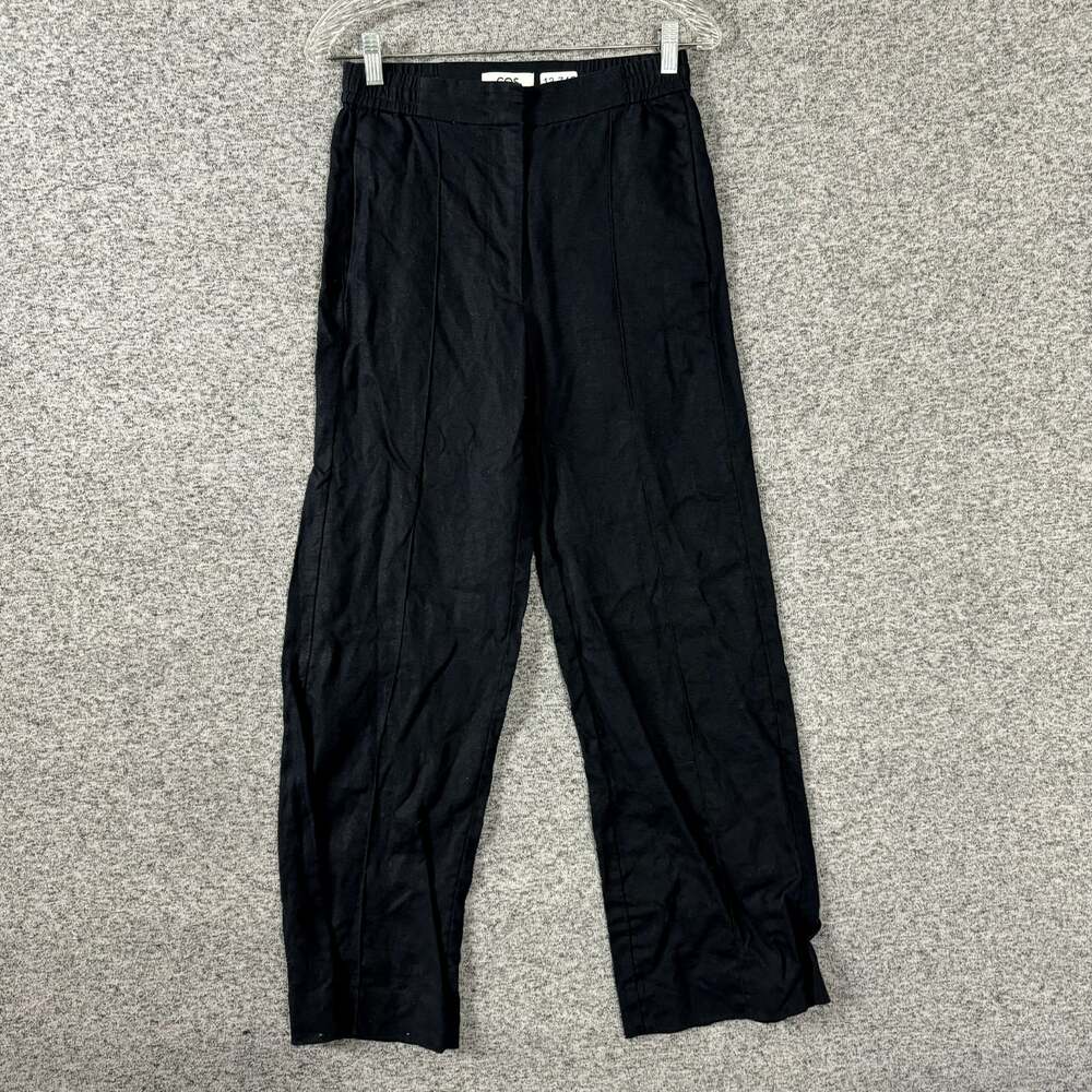 COS Women's Size U.S 2 Dark Blue Linen High Rise Straight Leg Pants